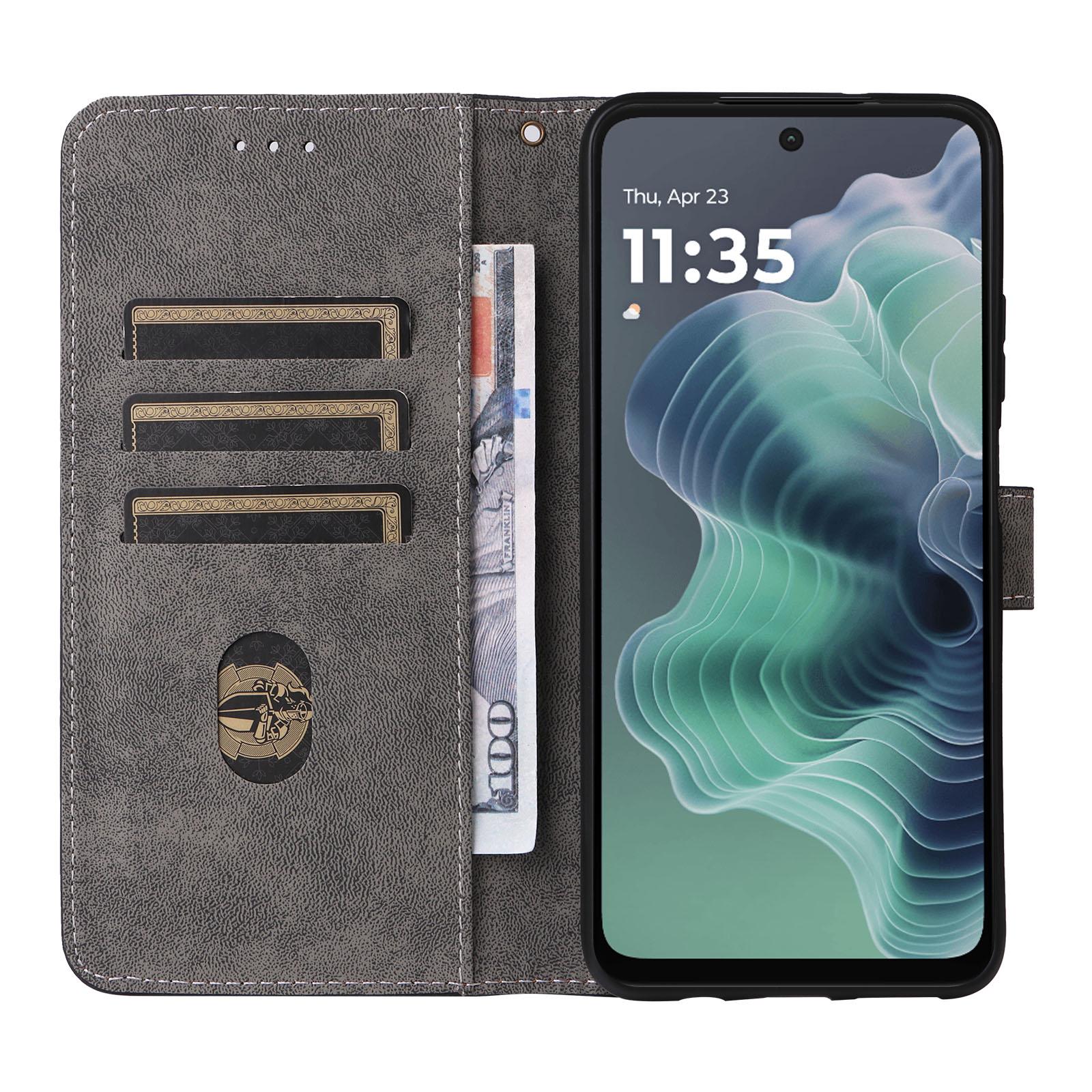 

For Motorola Moto G35 5G Wallet Case RFID Blocking PU Leather Cover Stand View Black