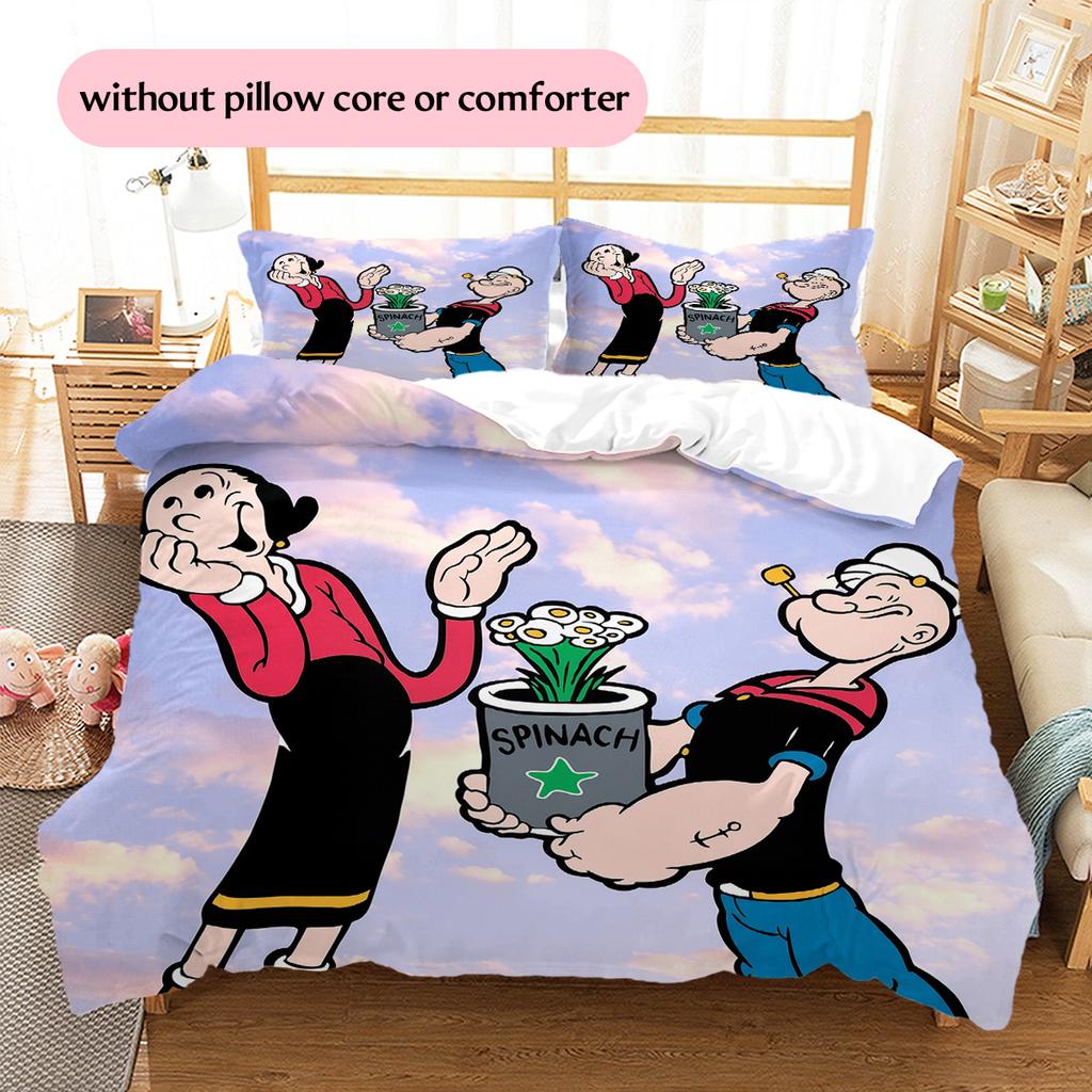 Popeye the Sailor Man  Pattern Bedding Quilt Set  Home Decoration  Gift (1 * Duvet Cover + 2 * Pillowcase  Without Core)