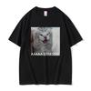Süßes Lustiges Gestresstes Katze Meme T-Shirt Sommer Herren Lässig Locker Übergröße T-Shirts Herren 100% Baumwolle Kurzarm T-Shirts