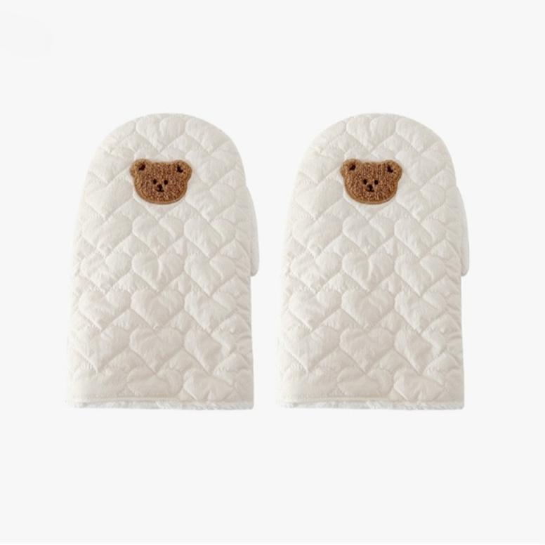 

1 пара Двойной комплект Стеганые перчатки для коляски - Флисовая подкладка против холода, Универсальный размер, Аксессуары для коляски для родителей бежевый