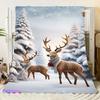 Winter Wonderland Hert Knusse Fleece Deken - Zacht Sneeuwachtig Bosontwerp met Schattige Bruine Herten met Grijze Sjaals - Perfect vo