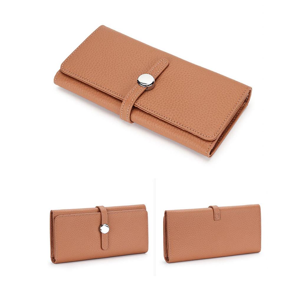 Long Genuine Leather Wallet Women's Folding Large Capacity Wallet New Soft Cowhide Women's Clutch Phone Holder Wallet