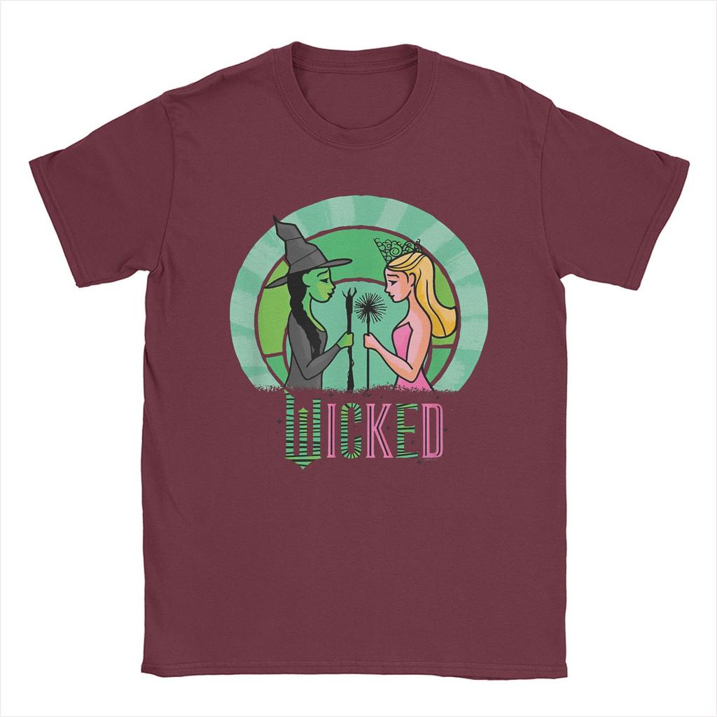 Wicked Glinda & Elphaba Sketched T Shirts Men 100% Cotton Cool T-Shirt Round Collar Movie Tee Short Sleeve Clothing Plus Size