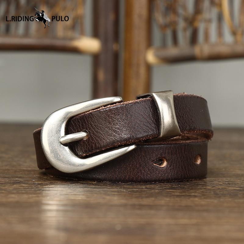 Genuine Leather Belt for Women with Pin Buckle Korean Style Trendy All-match Personality Retro Pure Cowhide Pants Belt Waist Belt