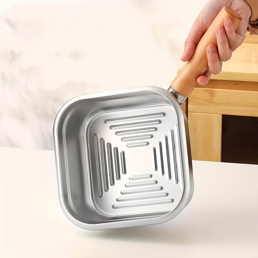 Heavy-Duty Square Deep Fryer Made of Stainless Steel, Featuring a Basket And Lid, Suitable for Induction. Ideal for Home Use