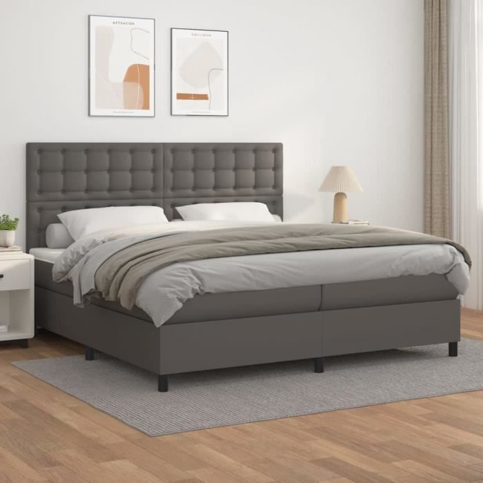 3137593 vidaXL Sommier tapissier avec matelas Noir 120x200 cm Similicuir