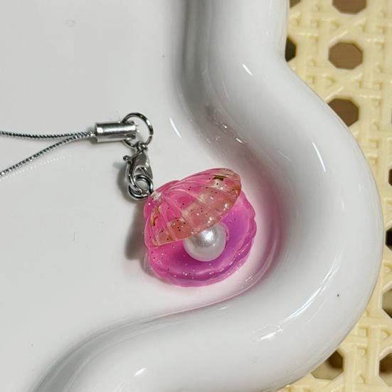 2Pcs Keychain Pendant Embedded Imitation Pearls Translucent Gradient Glitter Keyring with Lobster Clasp Bags Phone Lanyard Versatile Hanging