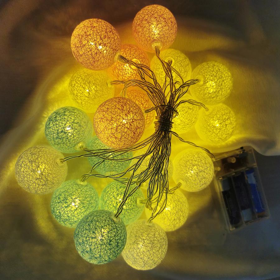 Cotton thread ball colorful light string LED stall camping atmosphere romantic proposal confession room decoration lights