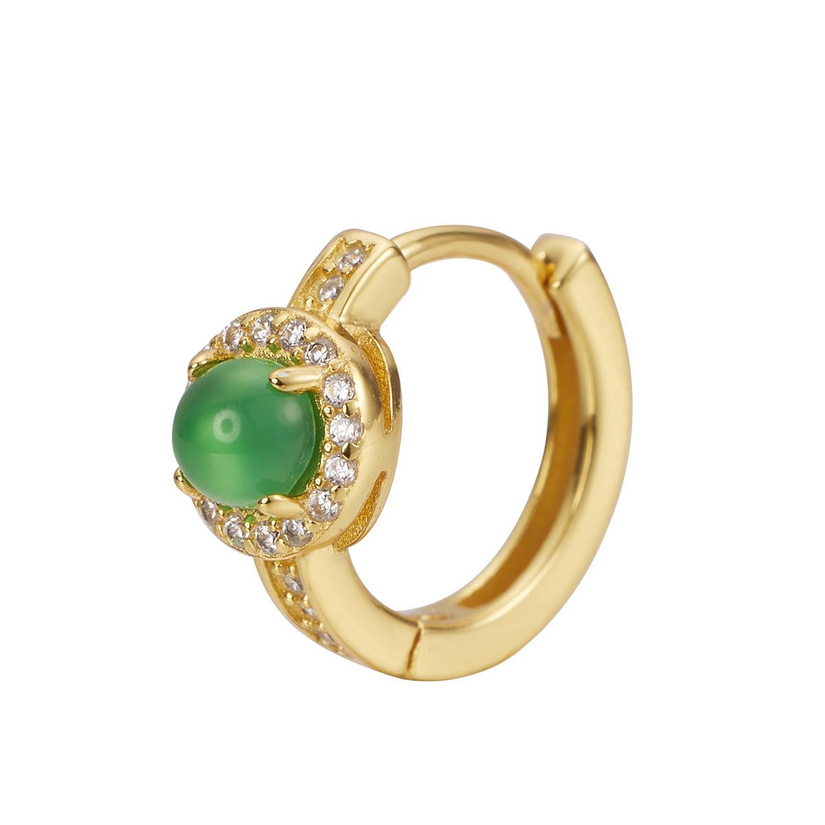 

S925 Tremella серьги-клипсы круглые женские средние инкрустированные натуральные халцедоновые серьги-гвоздики нишевые ювелирные изделия мода 925 Silver