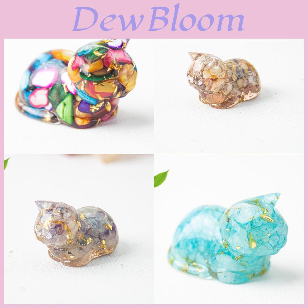 Cute Cat Resin Art Figurine With Crystals For Home Office Decor Gift For Kids