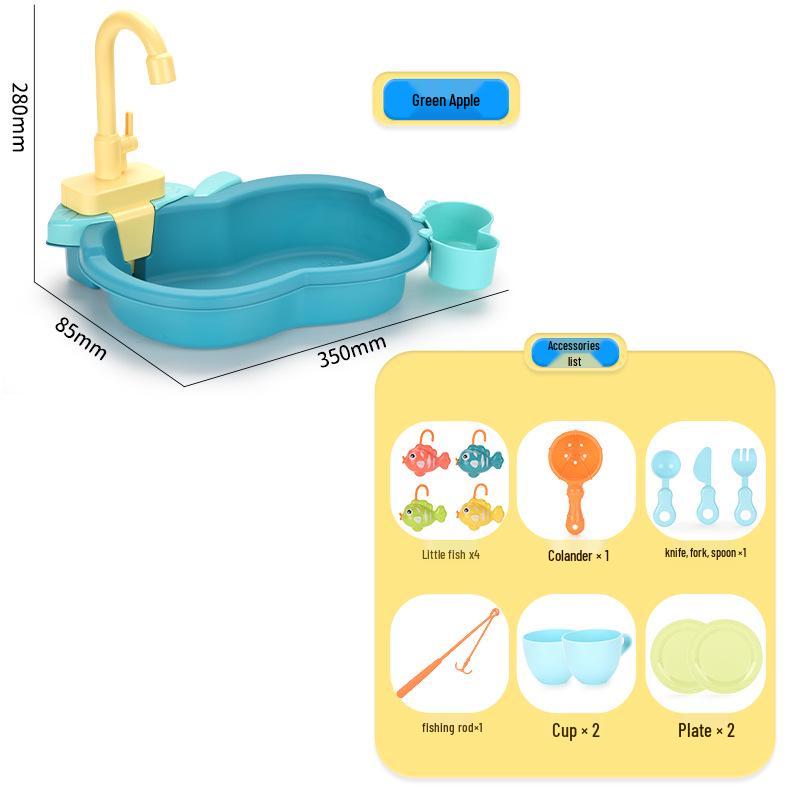 Children's Pretend Play Electric Sink with Circulating Water and Vegetable Washing Features