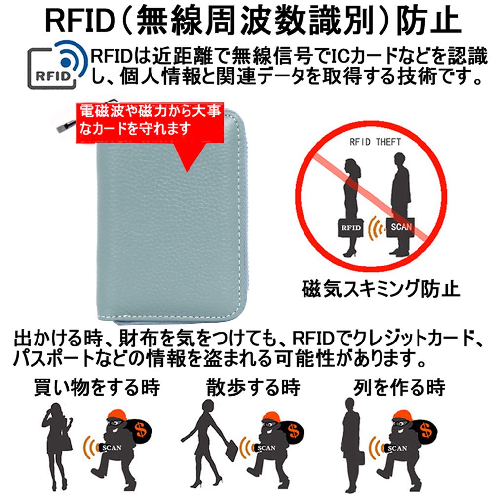 Tyoyoo Card Case, Large Capacity, Credit Card Holder, Zippered, Simple Design, for Men and Women, Point Cards, Business Cards, Employee ID Cards,