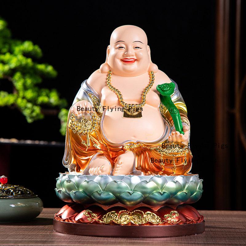 Harz Maitreya Buddha Statue Chinesischer Stil Buddha Statue Ornament Haushalt Verehrte Statue Heimdekoration Wohnzimmer Dekoration