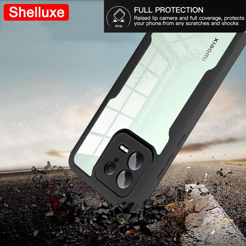 För Xiaomi13 360 Heltäckande Fram+Baksida Genomskinligt Skal Shelluxe För Xiaomi Mi 13 Lite 13T Xiaomi13T Pro Silikon Dubbelsidigt Skydd