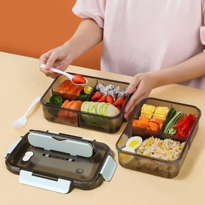 Boîte à lunch portable 1500 ml pour enfants, étudiants, bureau, boîte à bento avec fourchette et cuillère, récipient de stockage des aliments pour micro-ondes