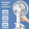 1200mAh 3 Speed Multifunctional Portable Desktop Clip Fan Summer Cordless Handheld Fan Silent Personal Fan Ventilator Cooler