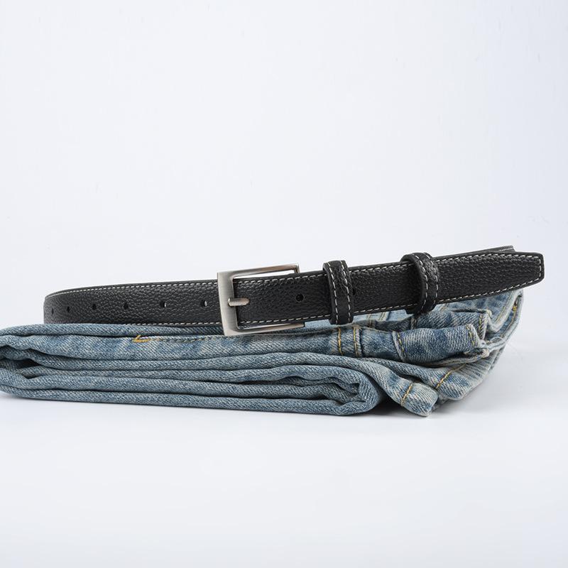 

Top Layer Cowhide Lychee Pattern Genuine Leather Women s Belt Retro Belt with Jeans Casual Pants Width 2.3cm Pin Buckle 105cm
