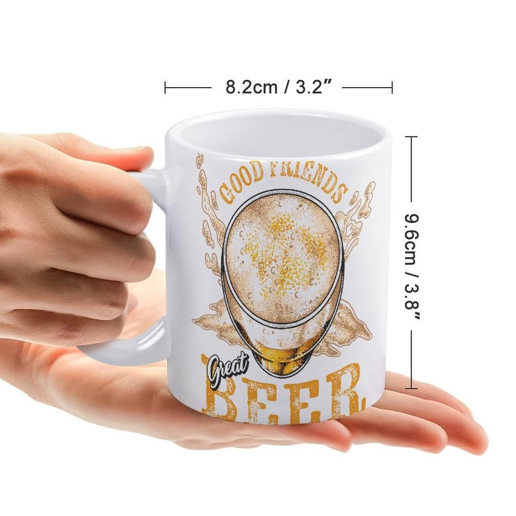 1pc 11oz White Mug with Double-Sided Print for Beer Enthusiasts, Daily Drinking Cup, Great Gift