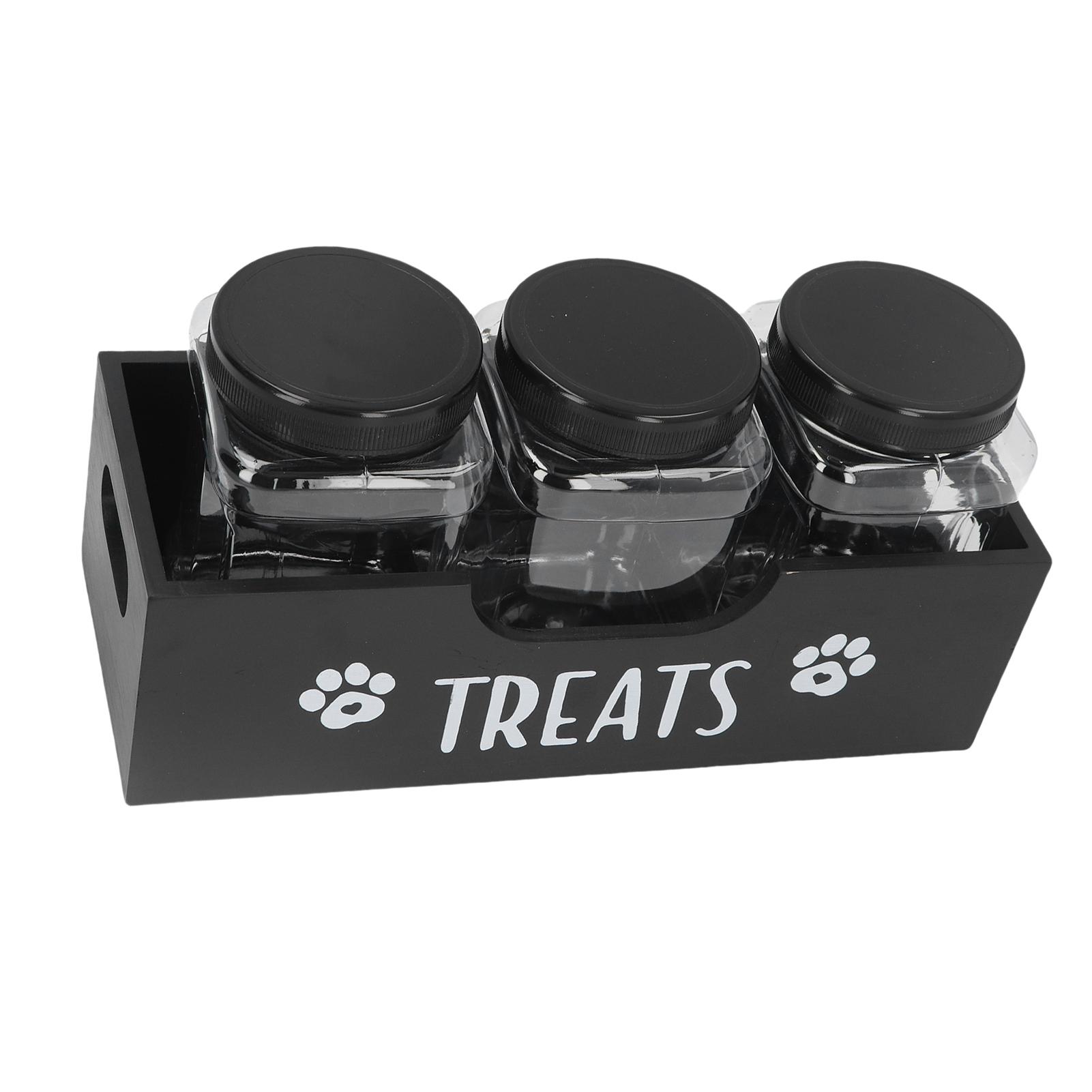 

Dog Treat Container Solid Wood and Plastic Multifunctional Pet Food Storage Container for Home