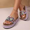 New Water Diamond Shoes for Women Plus-size Muffin Thick-soled Flip-flops