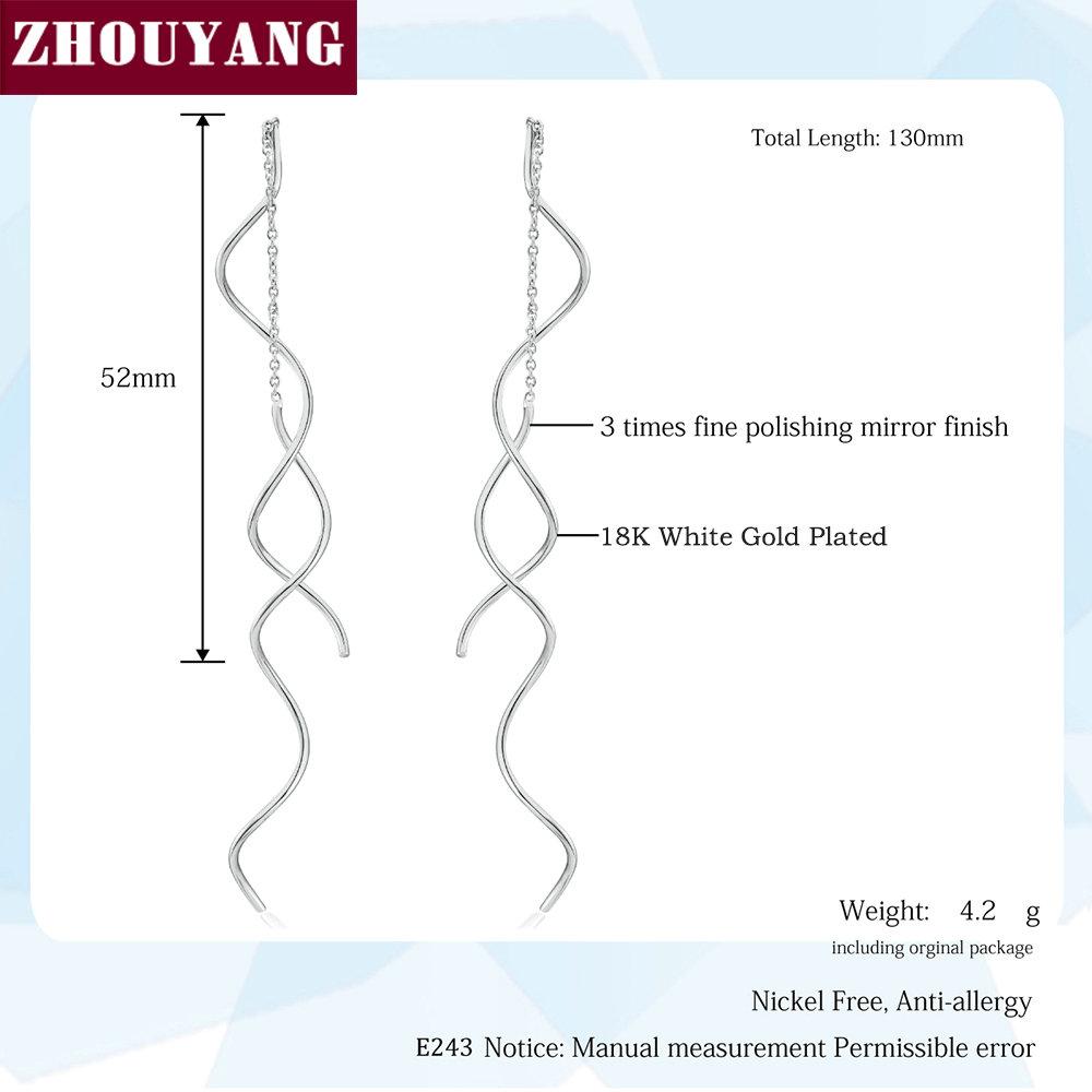 ZHOUYANG Chain Earring For Women Simple Style None Stone Rose Gold Color Ear Line Fashion Jewelry ZYE236 ZYE237