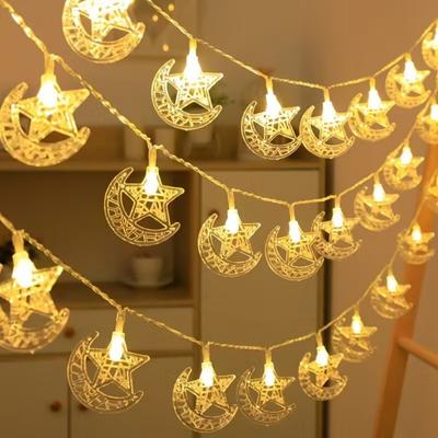 LED Pentagram Moon Light String Battery Box Power Supply 1.5M/3M Bedroom Courtyard Atmosphere Ramadan Decoration Light