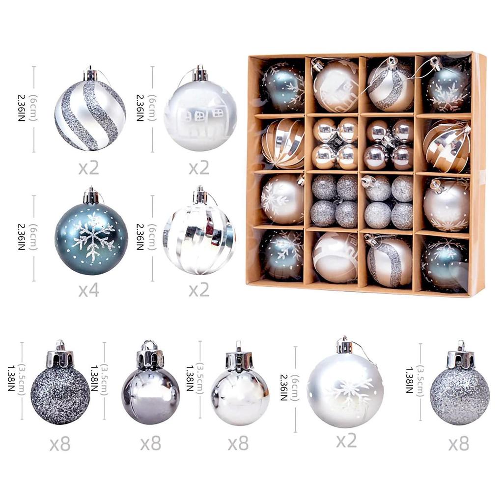 Christmas Tree Ornaments: Painted Irregular Paper Box Set of Colored Balls