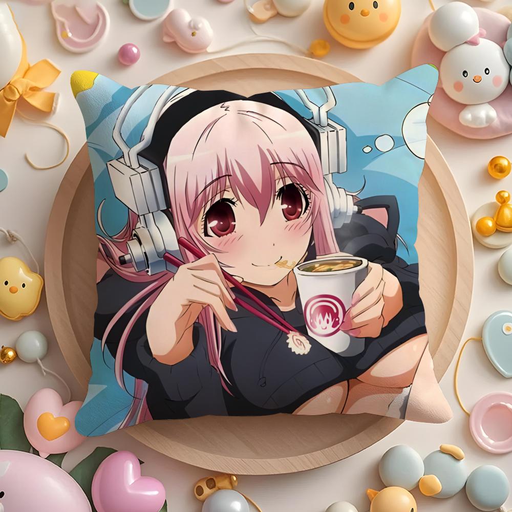 S-SUPER Anime S-SONICO Poszewka na poduszkę do domu i samochodu, wielofunkcyjna - Dwustronna, Miękka i Trwała do codziennego użytku