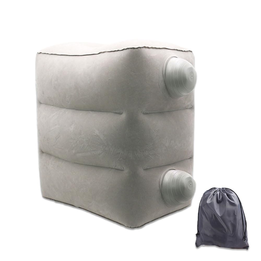 

BubuBubu Надувная подушка для ног Включает 3D Легко надувается и 3 высоты Сумка для хранения Путешествия Офис Ноги Ноги Синдром эконом-класса Облегчение Подставка для ног, серый