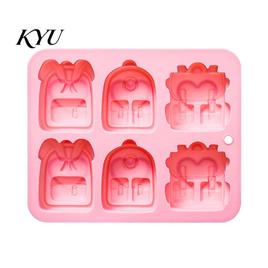 Durable Ice Cube Tray Backpack Silicone Mold, 6 Cavity School Bag Shape Baking Tool, Food Grade Mold Flexible for Chocolate And Fondant Jelly Desserts