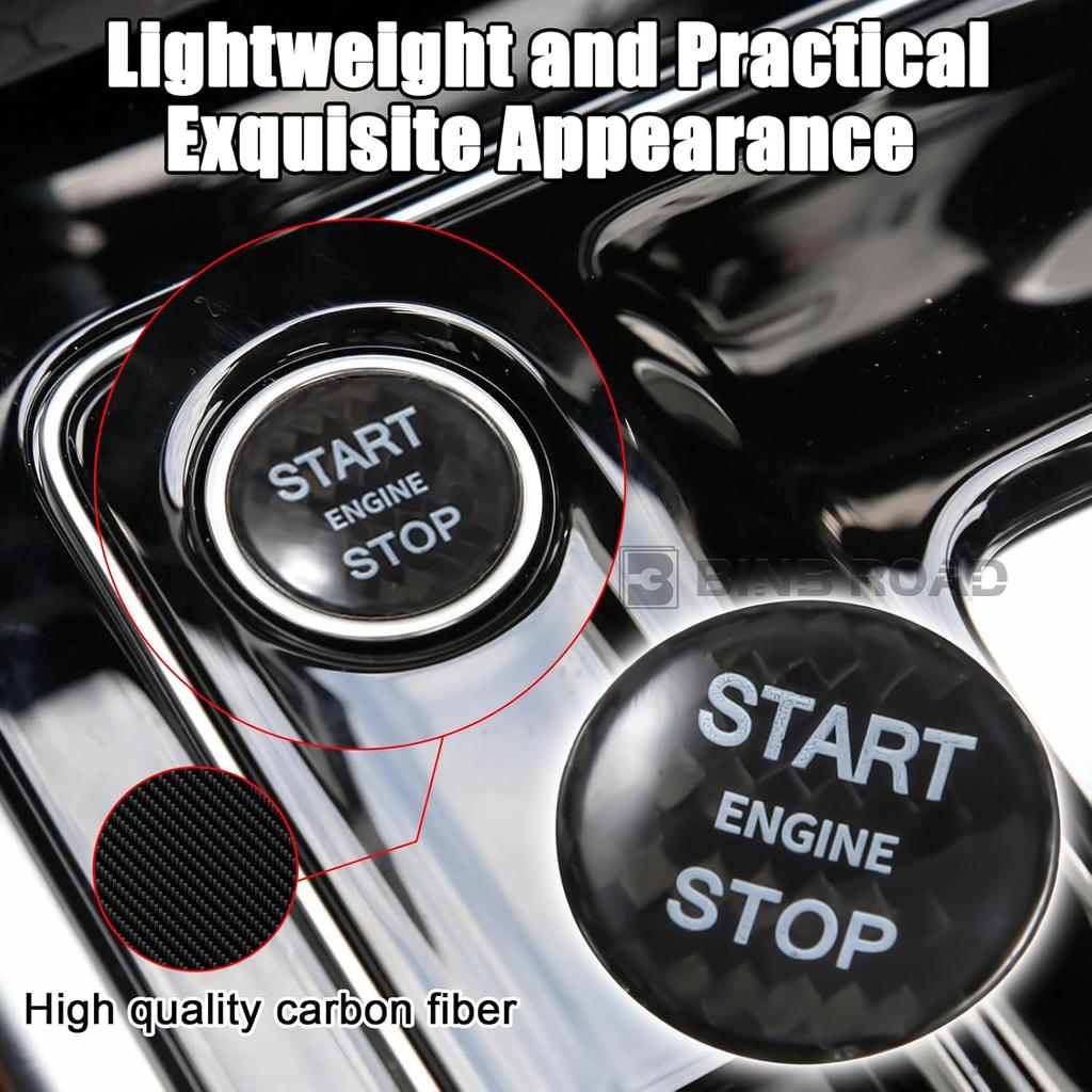 Engine Start Stop Push Button Cover Trim Carbon Fiber Compatible with Land Rover Range Rover Discovery Jaguar XJ XK F-PACE XFL XEL,Black