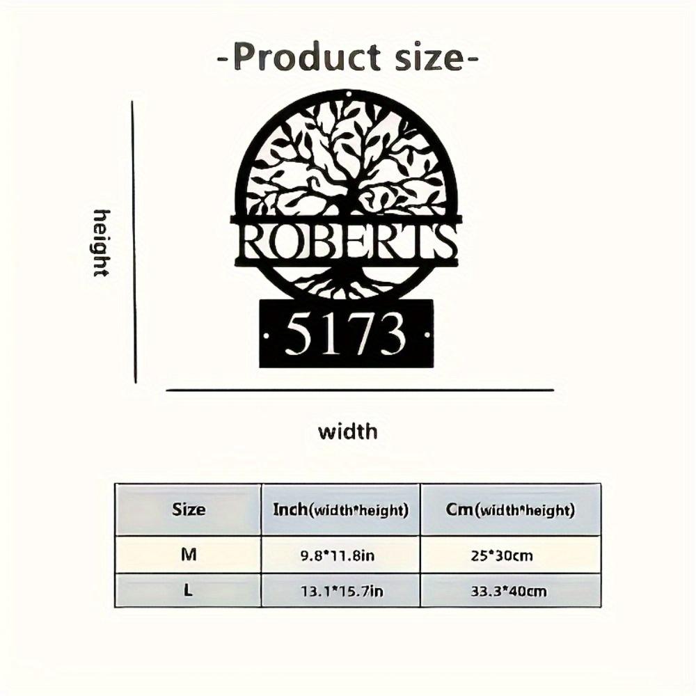 

Unique Personalized Metal Address Plaque Tree of Life Design Name Number Weather Resistant Wall Mount Sign 30cm