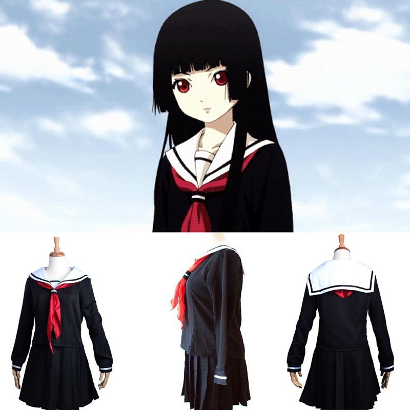 תחפושת קוספליי של איינמה איי, נערת הגיהינום, תחפושת יפנית אלגנטית של תלמידה לחגיגות ליל כל הקדושים