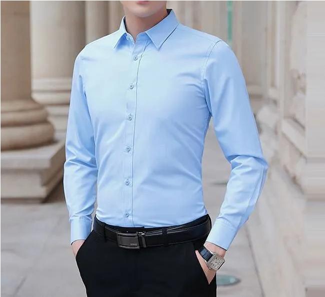 Мужская приталенная рубашка с длинным рукавом, весенняя, деловая, универсальная M