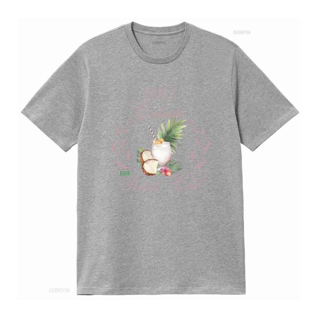 Vintage Retro Pina Colada Social Club Tropical Cocktail Pineapple Print Casual T Shirt vintage Washed Slightly Stylish homme