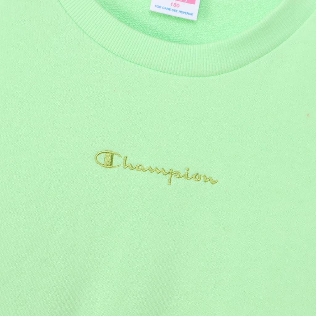 Champion Long Sleeve Crew Neck Sweatshirt with Script Loose Light Green Kids' Logo, Fit, (CK-Z003)