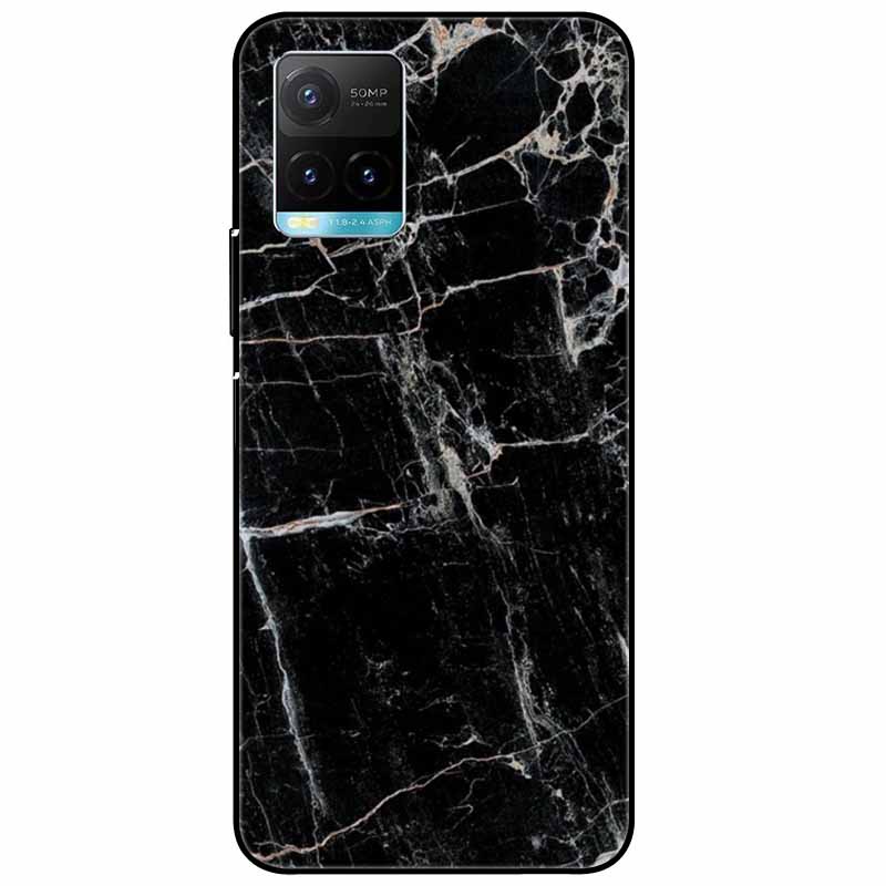 Für vivo Y33s Hülle Y 33s Silikon Weich Bemalt Katze Schwarze Hüllen für Vivo V2109 Y33S Rückseite TPU Hülle für VIVOY33s Cartoon