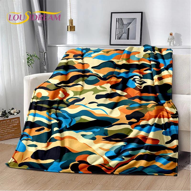 2025 Colorful Camo Green Camouflage Soft Blanket,Soft Throw Blanket for Home Bedroom Bed Sofa Picnic Travel Cover Child Gift