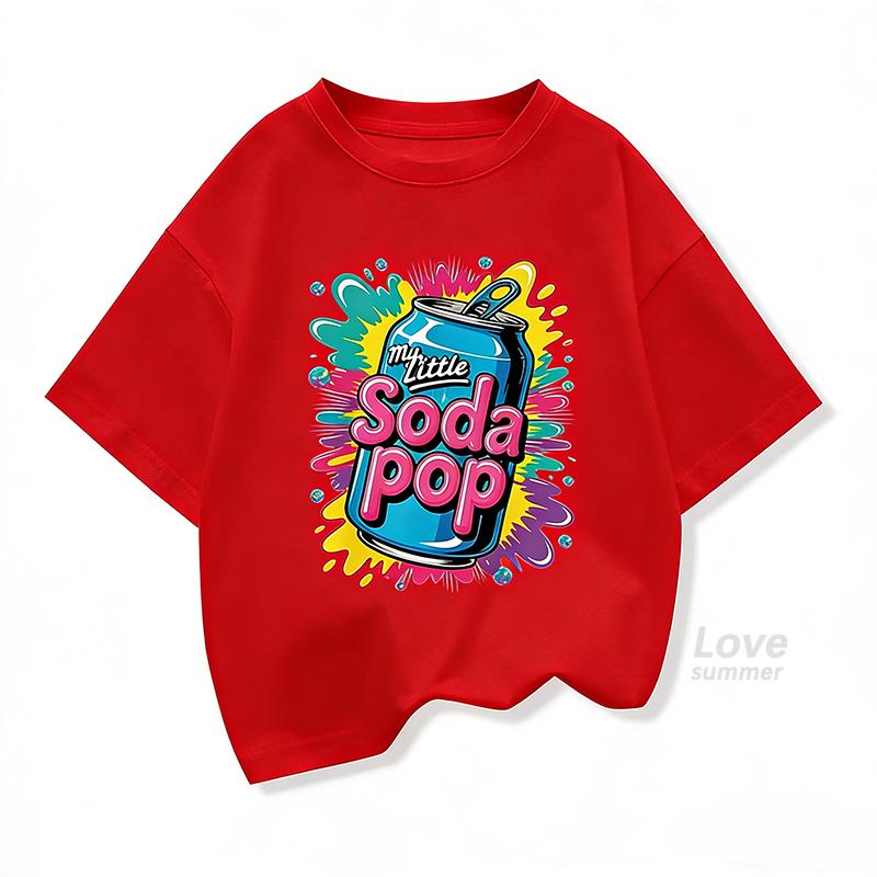 Summer Kids Short-Sleeve T Shirts My Little Soda Pop Children's Loose Tees Boys Girls Casual Tee Tops 4to14Yrs
