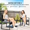 Rattan Bistro Set, 3 Piece Garden Furniture Set with Glass Top Table and Cushions, Light Grey
