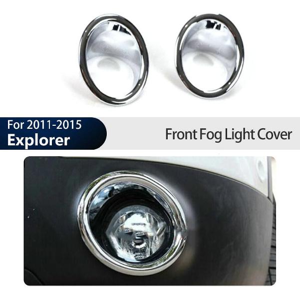 2Pcs Front Fog Light Lamp Cover Trim for Ford Explorer 2011 2012 2013 2014 2015 ABS Chrome