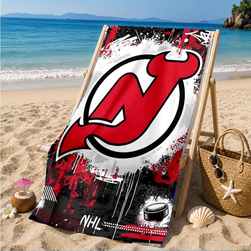 Jersey Devils Logo Beach Towel, Super Soft Microfiber, Perfect Gift for Her/Him, Birthday, for Pool, Beach, Travel, Decor Beach Party