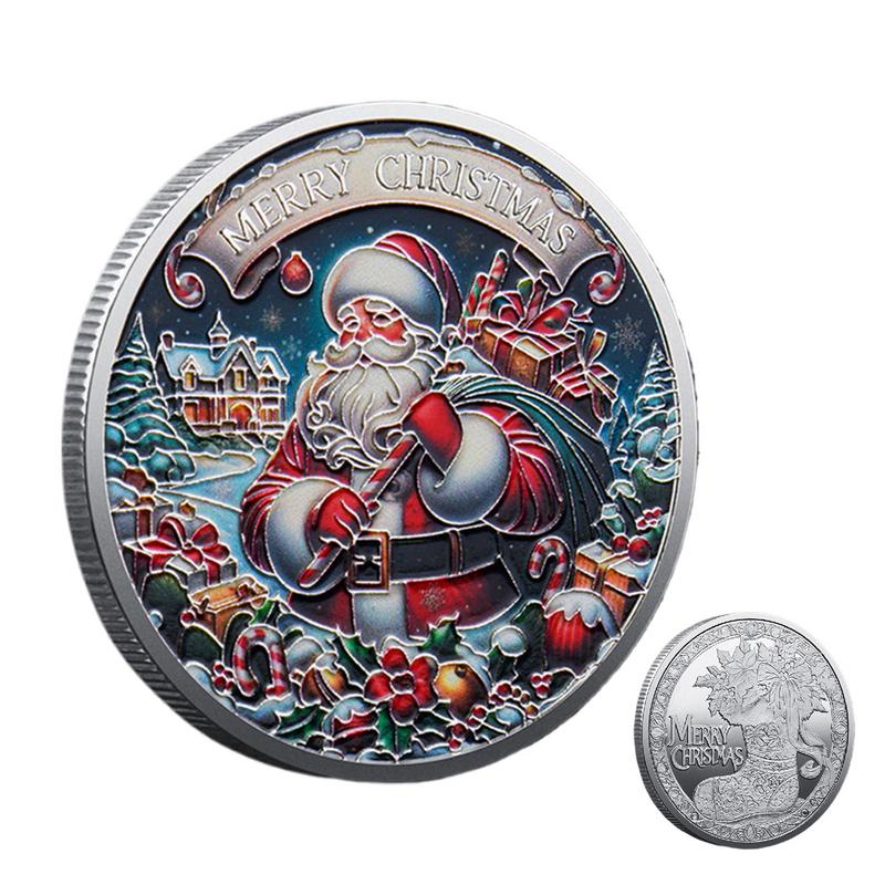 Christmas Coin Commemorative Coin Collection Crafts Santa Claus Pattern Collection Coin Christmas Decorations Commemorative Coin