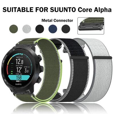 24mm Nylon Klettverschlussband Schnellverschluss für Suunto Core Alpha/7 9 Baro Metallverbinder Atmungsaktives Unisex Sportband