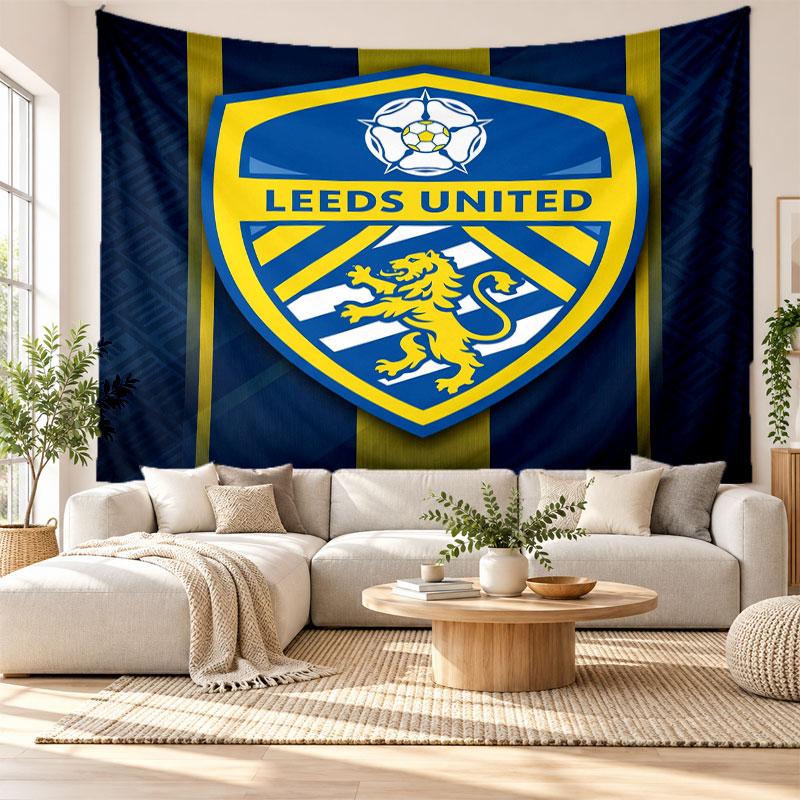 Tapisserie murale Leeds United, Suspension murale en tissu doux, Toile de fond décorative pour chambre à coucher, Art mural pour la maison