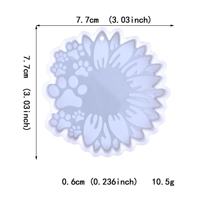 Shiny Glossy Sunflower Dog Paw Ornaments Silicone Epoxy Resin Mold DIY Keychain Pendant Jewelry for Valentine Gift Craft