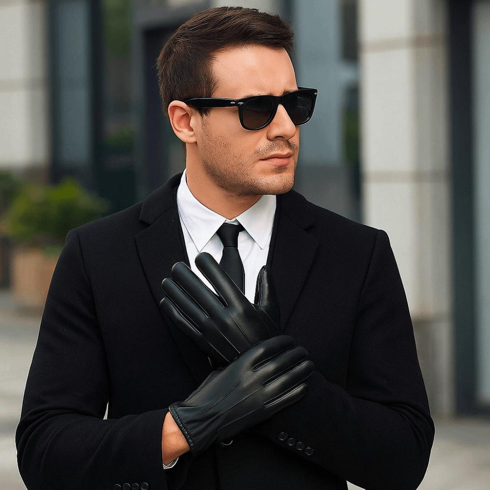 Cool Full Finger Mittens Punk PU Leather Gloves Simple Driving Gloves  Outdoor