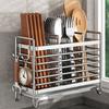Rust Proof Stainless Steel Chopstick Draining Rack Drain Tray with Hooks Chopstick Organizer Hanging Heavy-duty Cutlery Holder