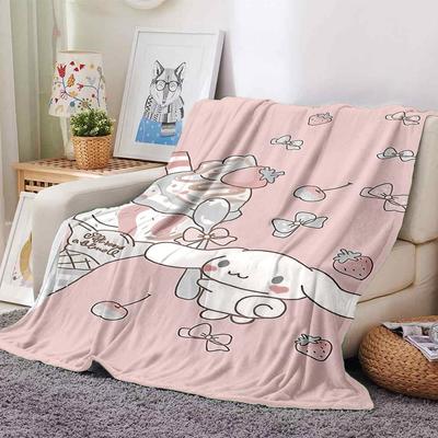 1pc Ice Cream Rabbit Blanket Lightweight Flannel Throw for Sofa Bed Travel Camping Livingroom Office Couch Chair