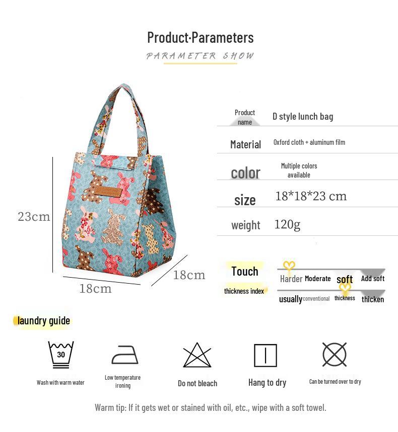 Japanese Fashion Insulated Bento Lunch Bag - Portable and Stylish for Students